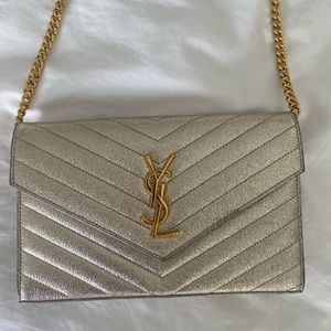 Authentic YSL monogram matelassè leather handbag